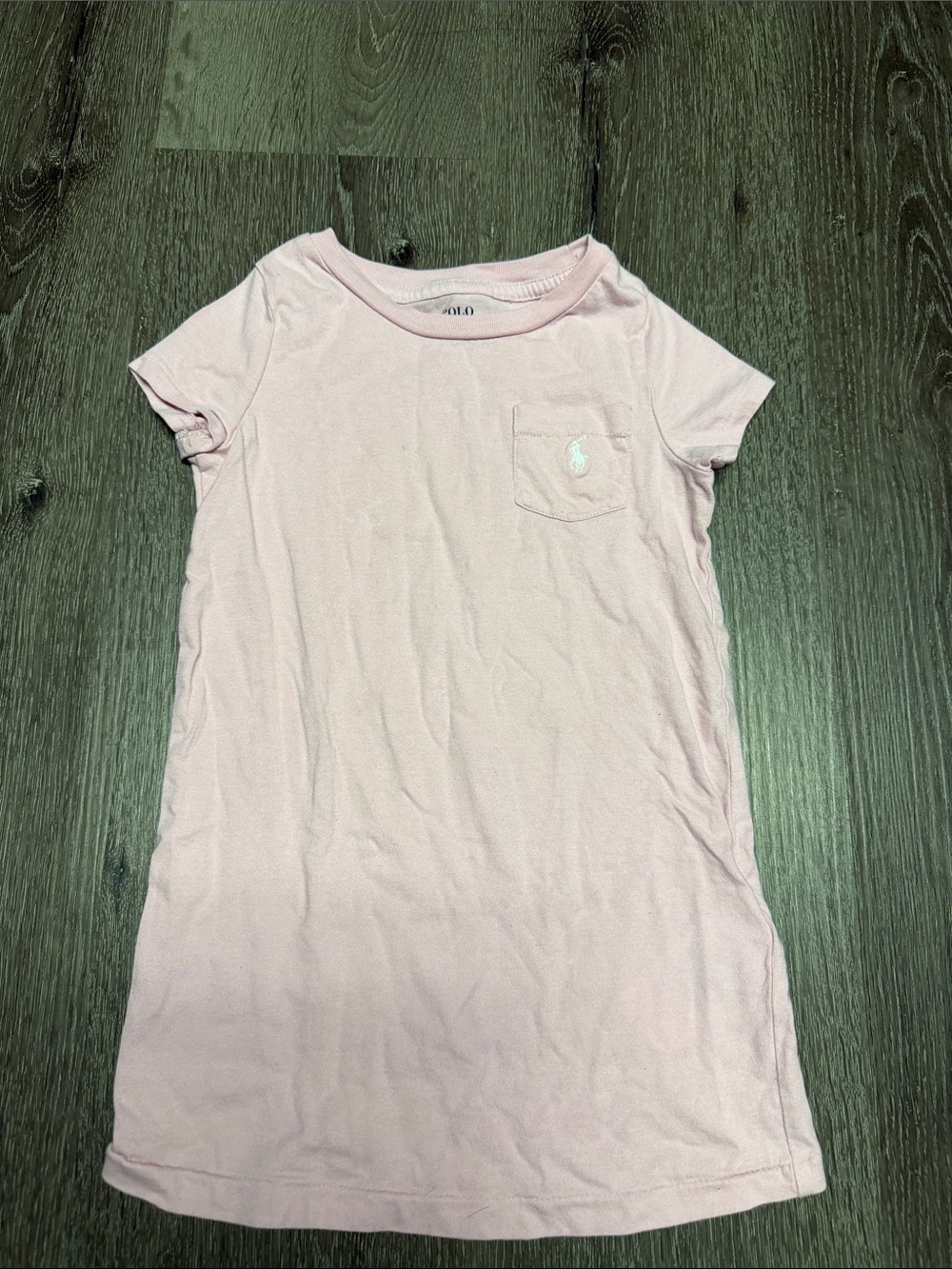 Girls Ralph Lauren Light Pink Short Sleeve Pocket Tee Dress Sz 2T